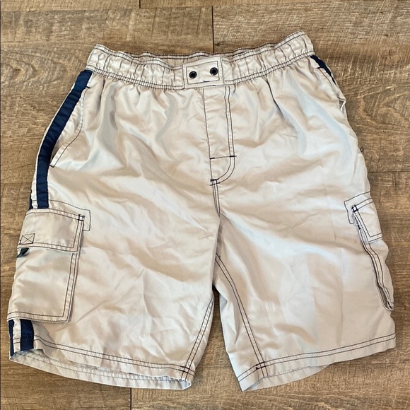 Kanu Surf Tan and Blue Swim Trunks with Elastic Waistband - Picture 1 of 8